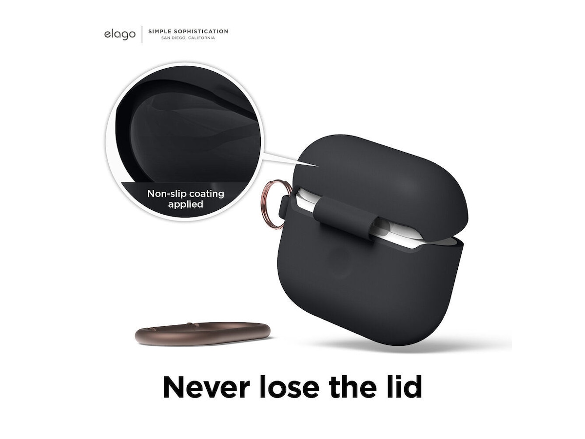 Elago Airpods 3 Silikonfodral med karbinhake (black) Tillbehör