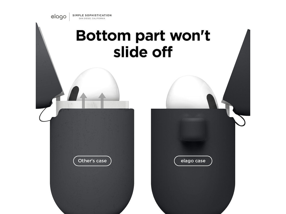 Elago Airpods 3 Silikonfodral med karbinhake (black) Tillbehör