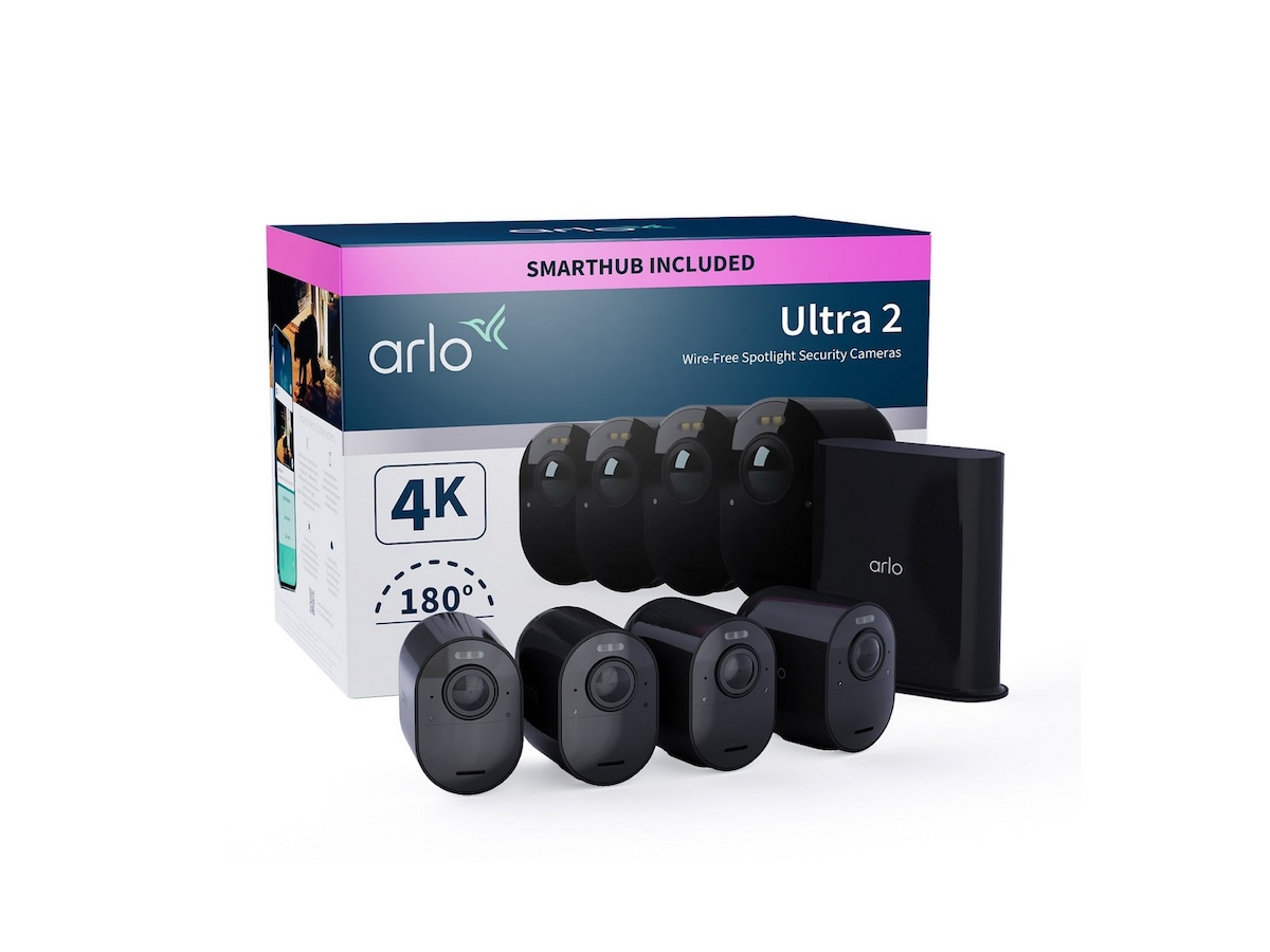 Arlo Ultra 2 övervakningskamera utomhus 4pk (svart) Övervakningskamera