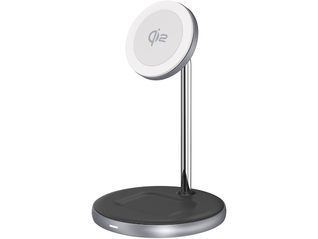 Andersson 2-i-1 Qi2 20W trådlös laddningsstation (silver) Laddare