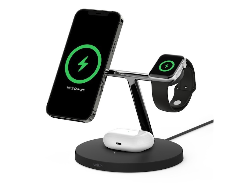 Belkin Boost Charge Pro 3-i-1 15W Trådlös laddningsstation (svart) Laddare