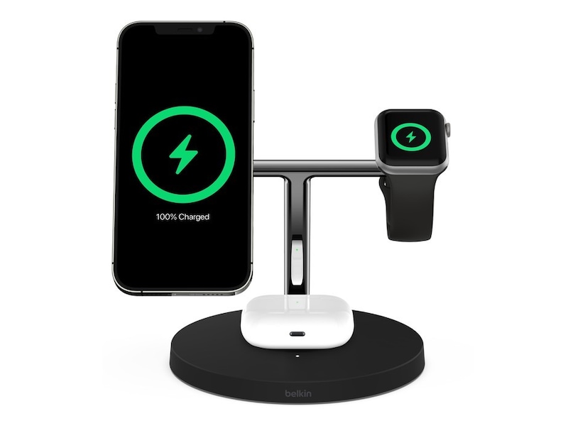 Belkin Boost Charge Pro 3-i-1 15W Trådlös laddningsstation (svart) Laddare