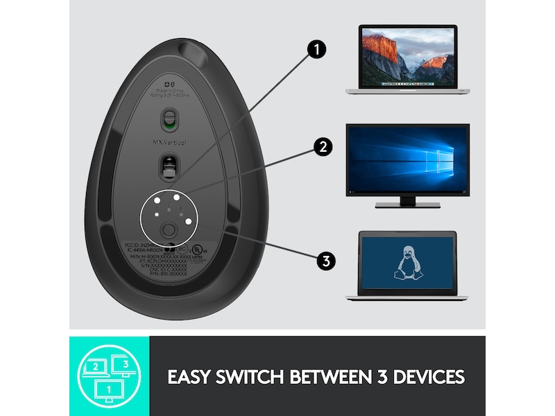 Logitech MX Vertical Trådlös Bluetooth Mus Ergonomi