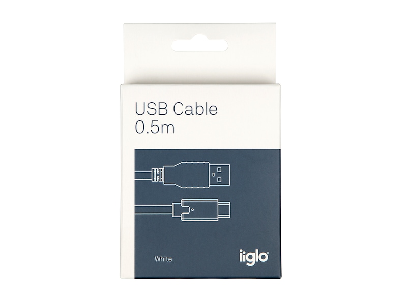 USB-A till USB-C kabel 0.5m (vit) USBkablar