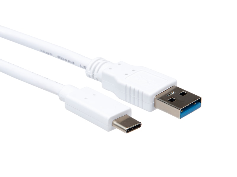 USB-A till USB-C kabel 2m (vit) USBkablar