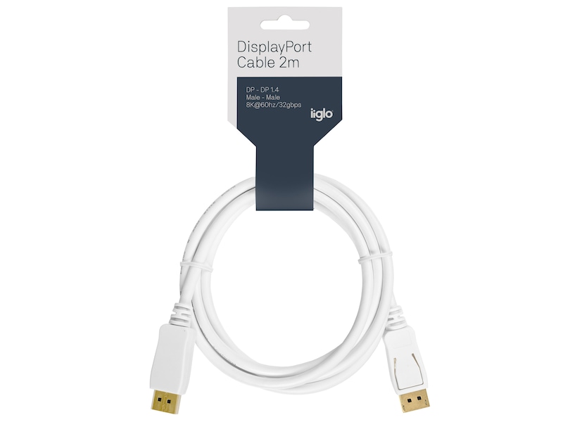 Displayport kabel 2m (vit) Skärmkablar