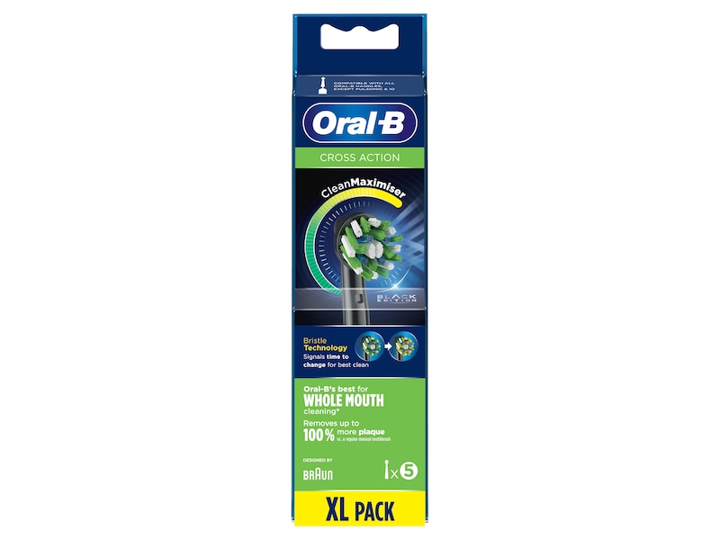 Oral-B CrossAction borsthuvud Black med CleanMaximiser, 5 st. Tandvård