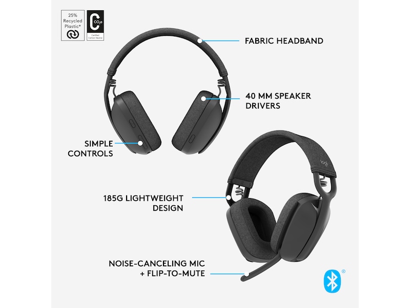 Logitech Zone Vibe 100 trådlös headset (grafit) Trådlöst