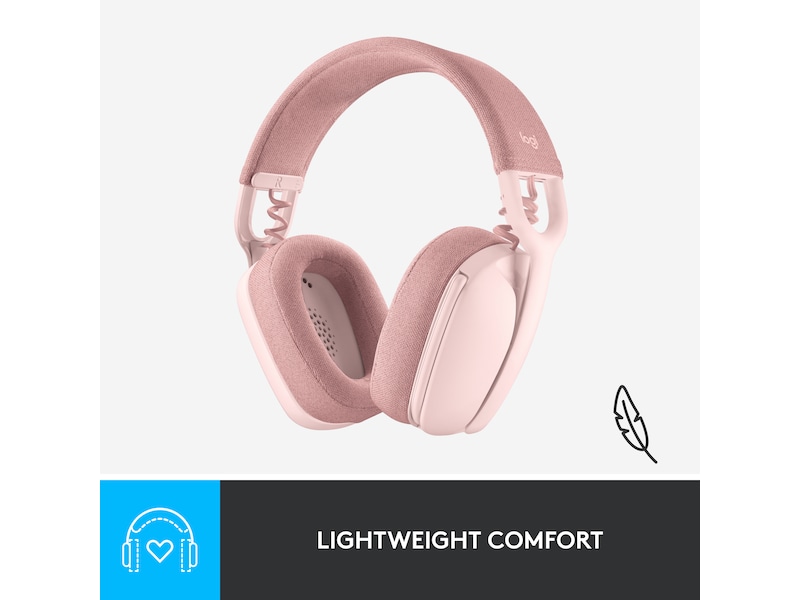 Logitech Zone Vibe 100 trådlös headset (rosa) Trådlöst