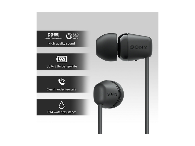 Sony WI-C100 Trådlösa Hörlurar, In-ear (svart) In-ear