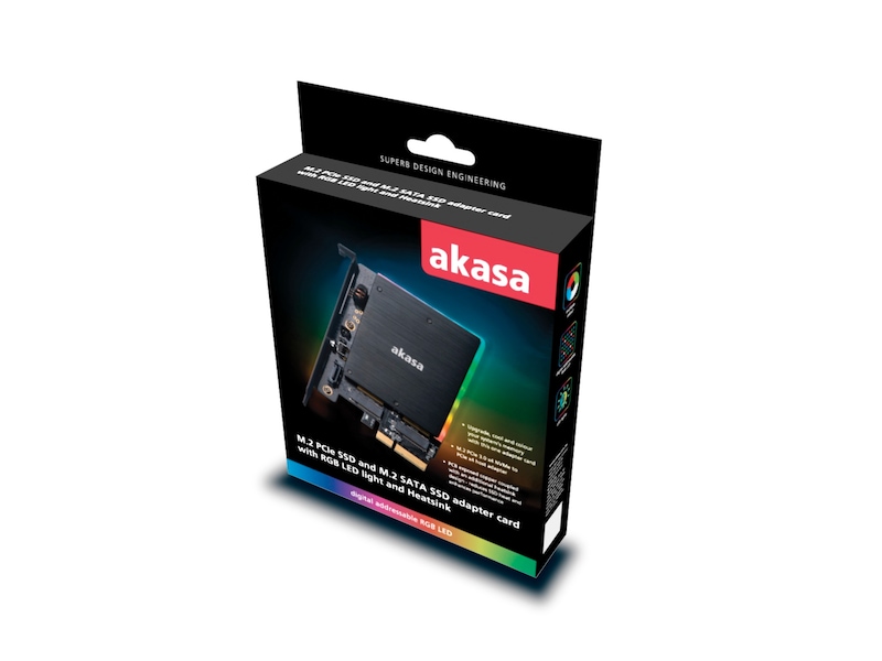 Akasa M.2 PCIe och M.2 SATA SSD Adapter