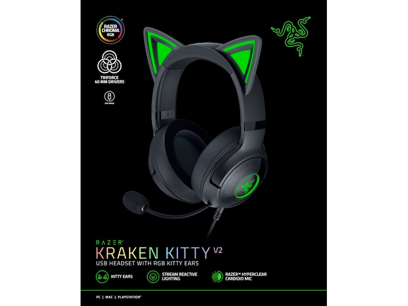 Razer Kraken Kitty V2 Gaming Headset (svart) Gamingheadset