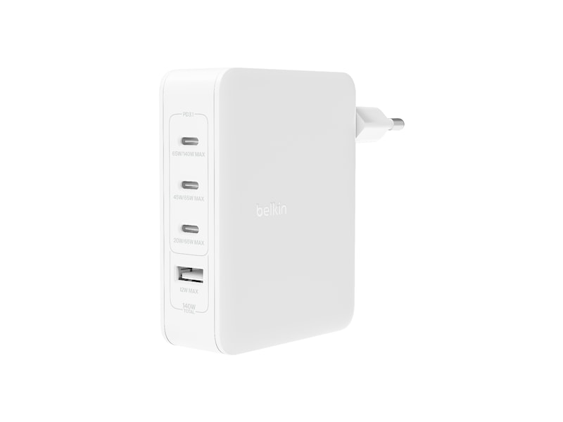 Belkin 4-port GaN 140W väggladdare (vit) Laddare