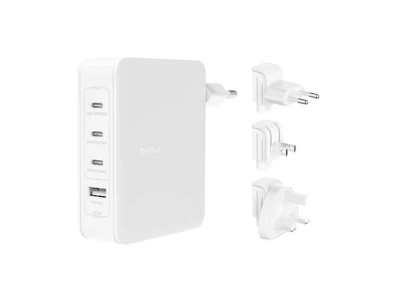 Belkin 4-port GaN 140W väggladdare (vit) Laddare