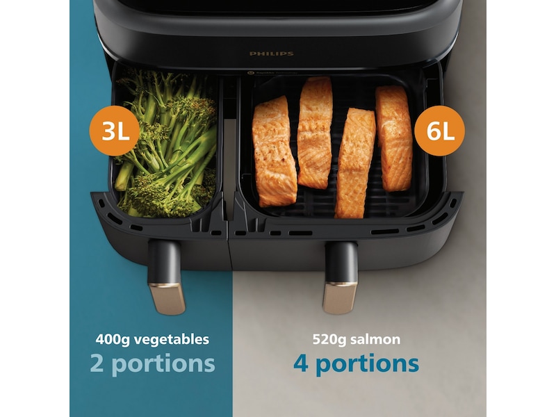 Philips Dual Basket Airfryer 9L NA352/00 (grå/koppar) Airfryer