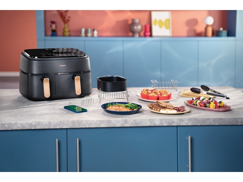 Philips Dual Basket Airfryer 9L NA352/00 (grå/koppar) Airfryer