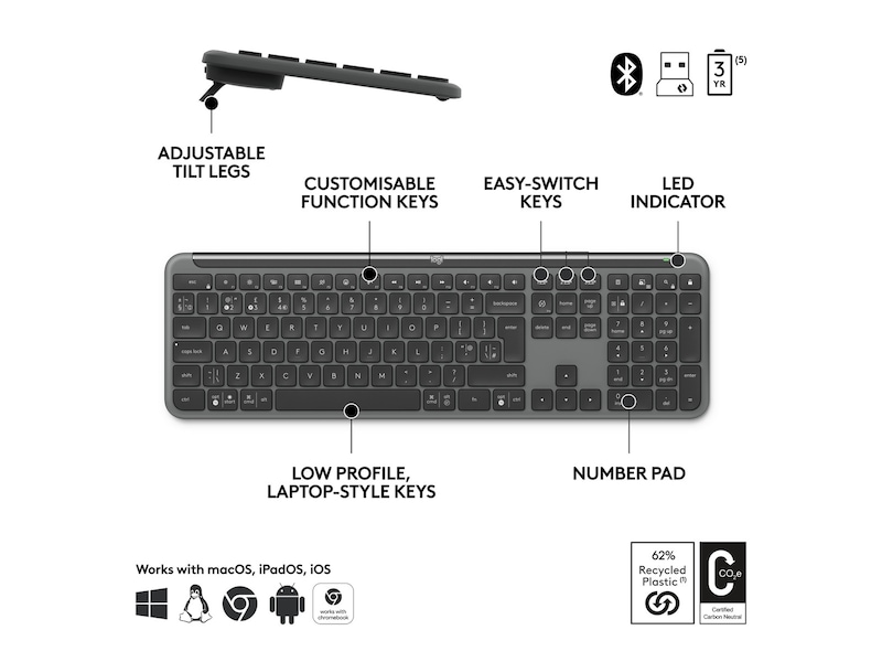 Logitech Signature Slim Combo MK950 for Business (graphite) Mus/tangentbord kombinationpaket