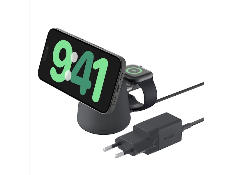 Belkin Boost Charge Pro 2-i-1 15W trådlös laddningsdocka (charcoal) Laddare