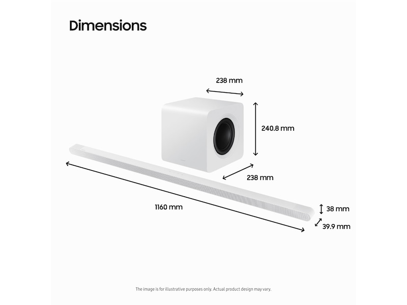 Samsung HW-S811D soundbar med subwoofer (vit) Soundbars