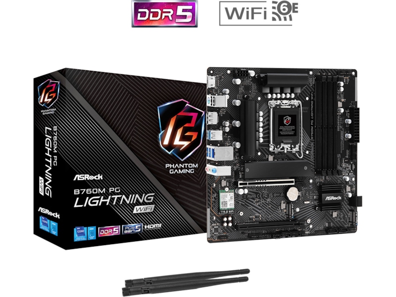 ASRock B760M Phantom Gaming Lightning WIFI Moderkort Intel Socket