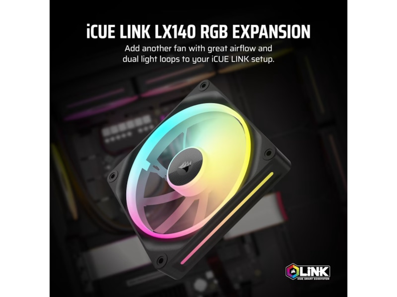 Corsair iCUE Link LX140 RGB Fläkt (svart) Fläkt