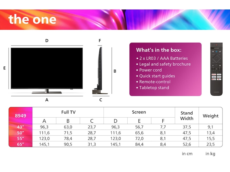 Philips 43" "The One" 4K UHD Smart TV Ambilight 43PUS8949 TV