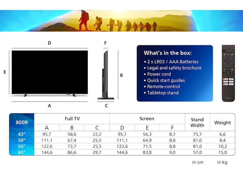 Philips 55" 4K UHD LED Smart TV Ambilight 55PUS8009 TV