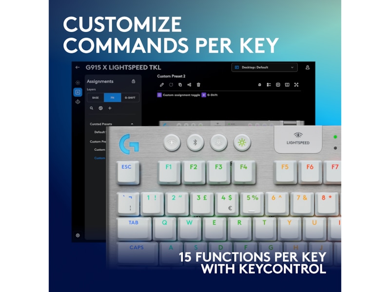 Logitech G915 X Lightspeed TKL Trådlös Gamingtangentbord (vit) Gamingtangentbord