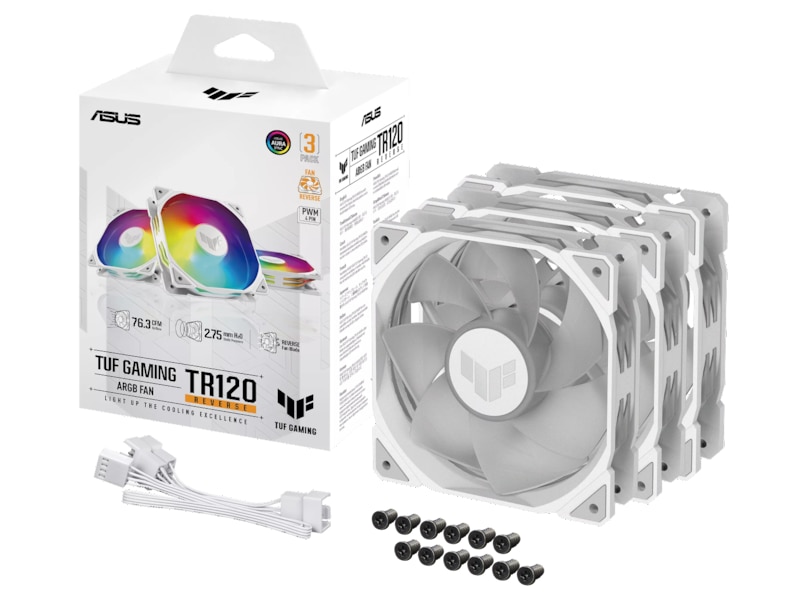 Asus TUF Gaming TR120 ARGB Reverse Fläkt 3pk (vit) Fläkt