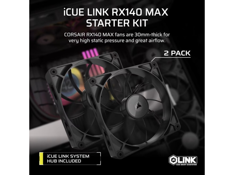 Corsair iCUE LINK RX140 MAX Fläkt 2pk (svart) Fläkt