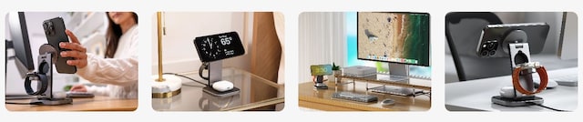 Satechi 3-i-1 hopfällbart Qi2 trådlöst laddningsställ Satechi 3-i-1 hopfällbart Qi2 trådlöst laddningsställ