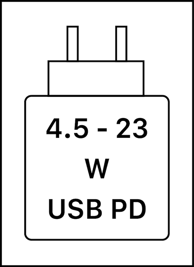 4,5-23W effective charging, USB PD